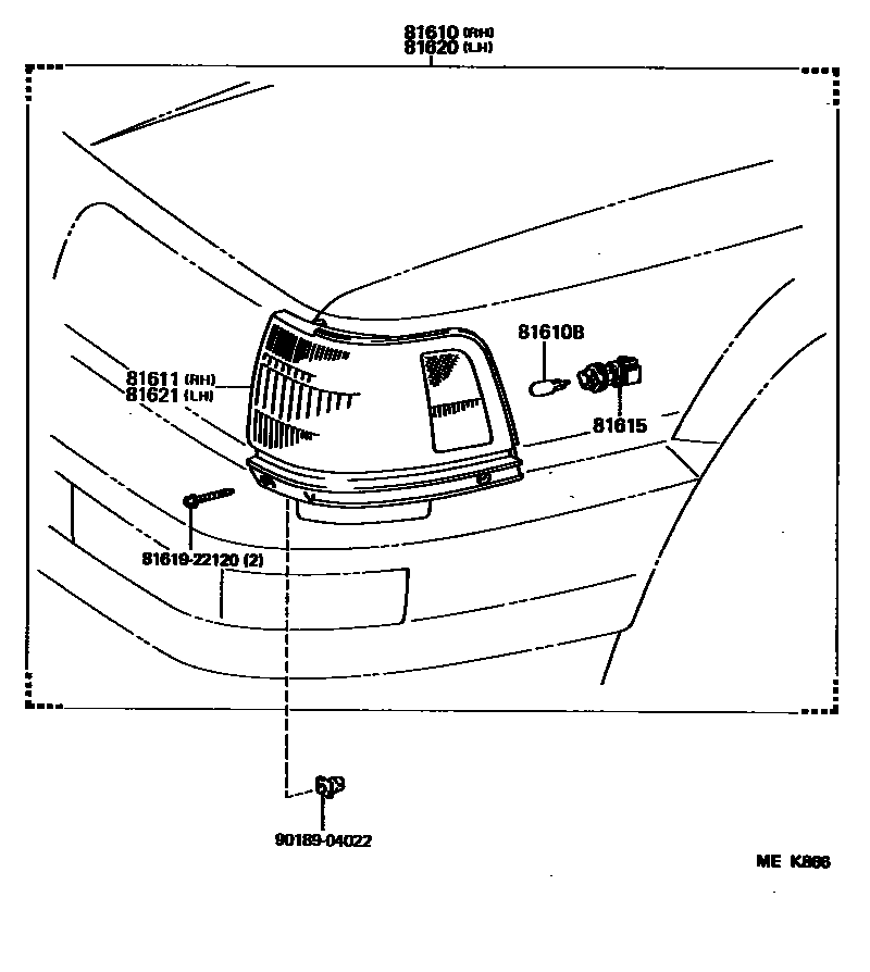 Toyota CAMRY 前示宽灯 EPC diagram — MEK866
