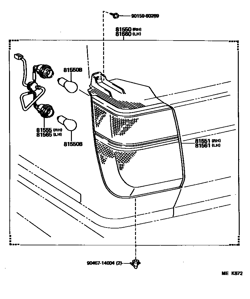 Toyota CAMRY 后组合灯 EPC diagram — MEK872