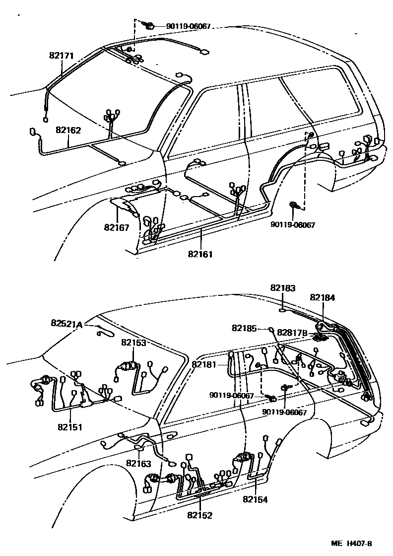 Toyota CAMRY 线束和卡夹 EPC diagram — MEH407B