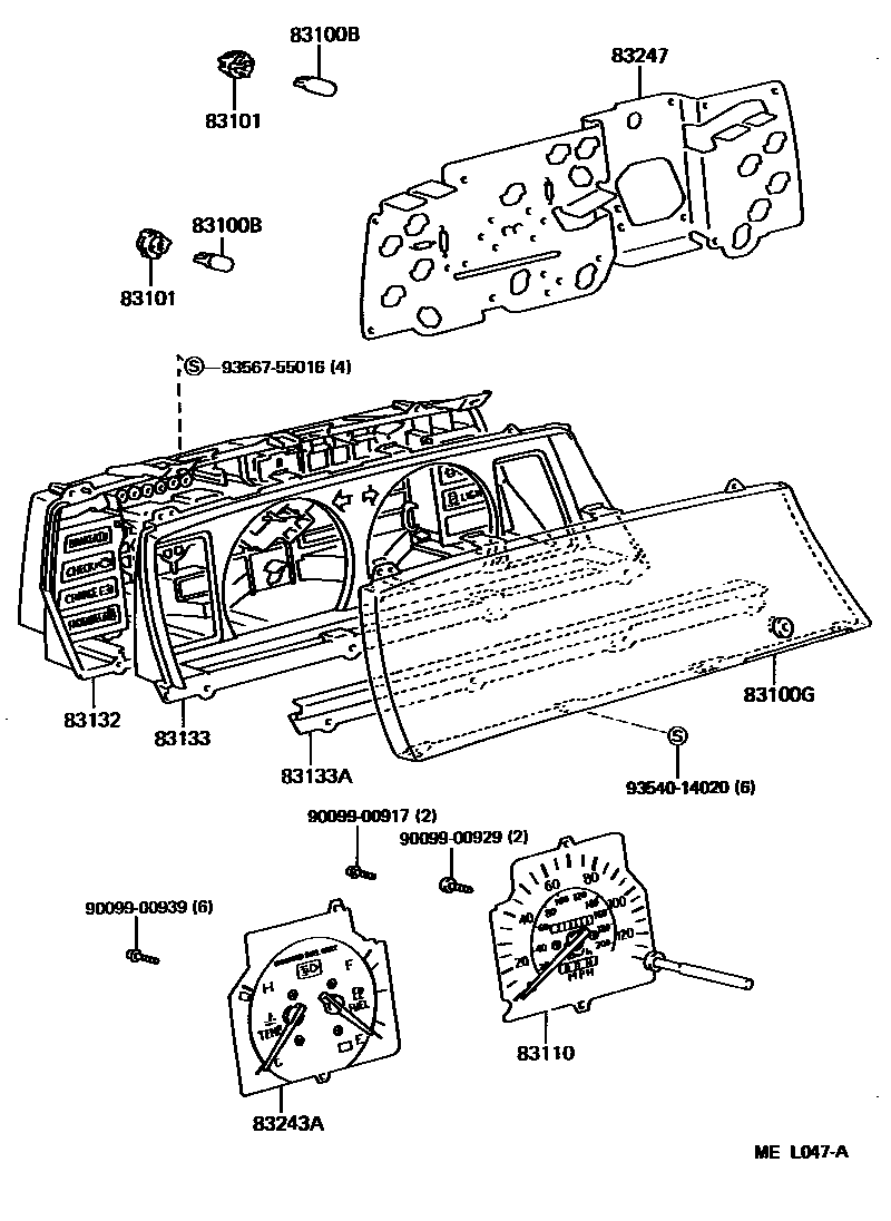 Toyota CAMRY 仪表 EPC diagram — MEL047A