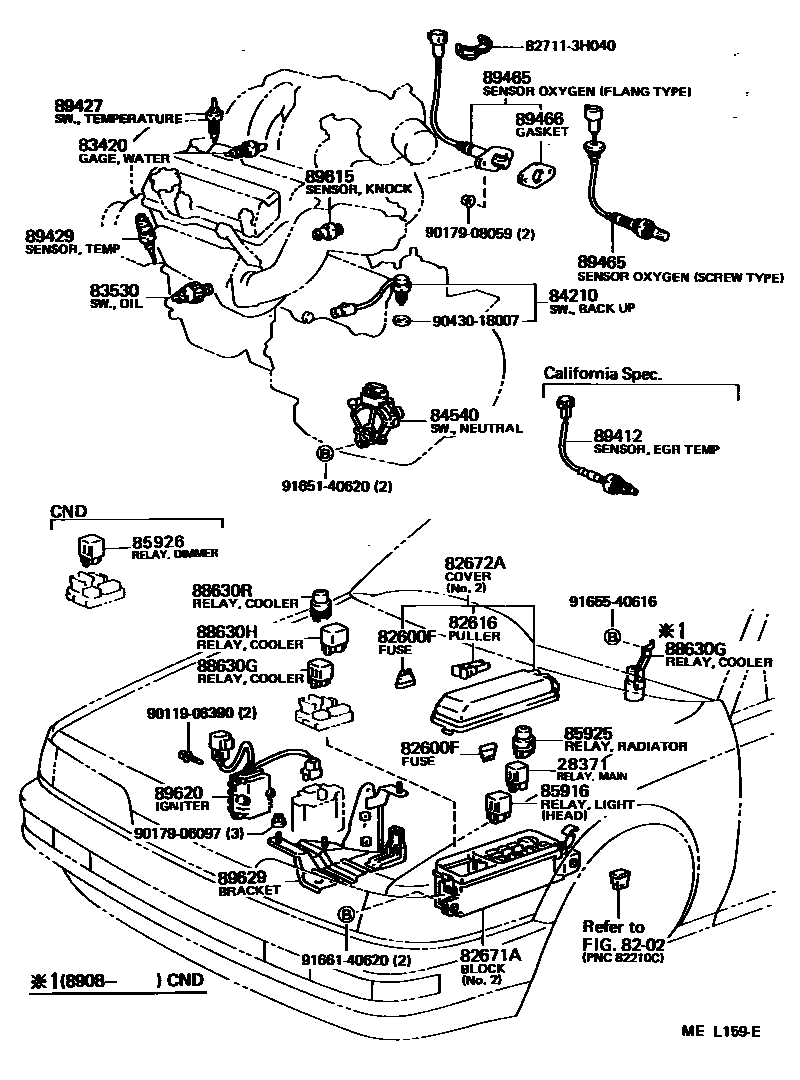 Toyota CAMRY 开关和继电器和ECU EPC diagram — MEL159E