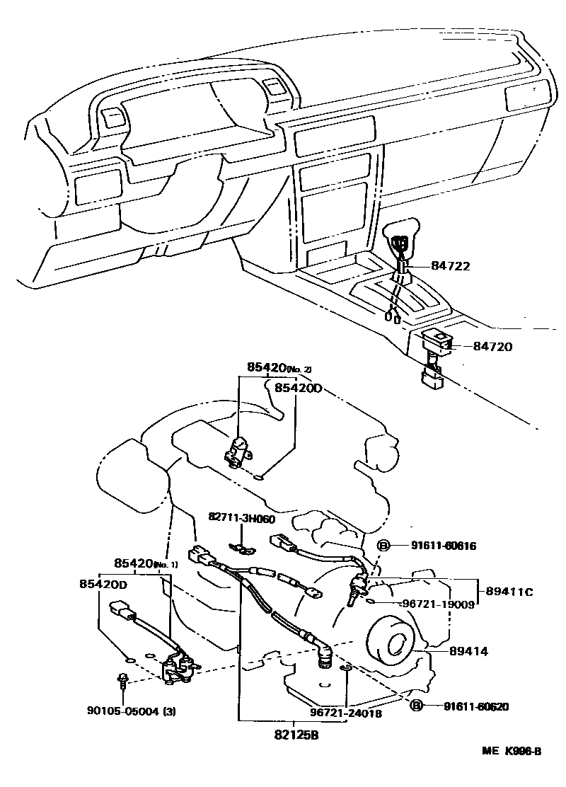 Toyota CAMRY 超速档和电子控制变速器 EPC diagram — MEK996B