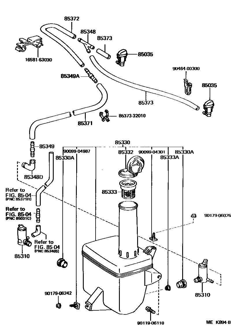 Toyota CAMRY 挡风玻璃清洗器 EPC diagram — MEK894B
