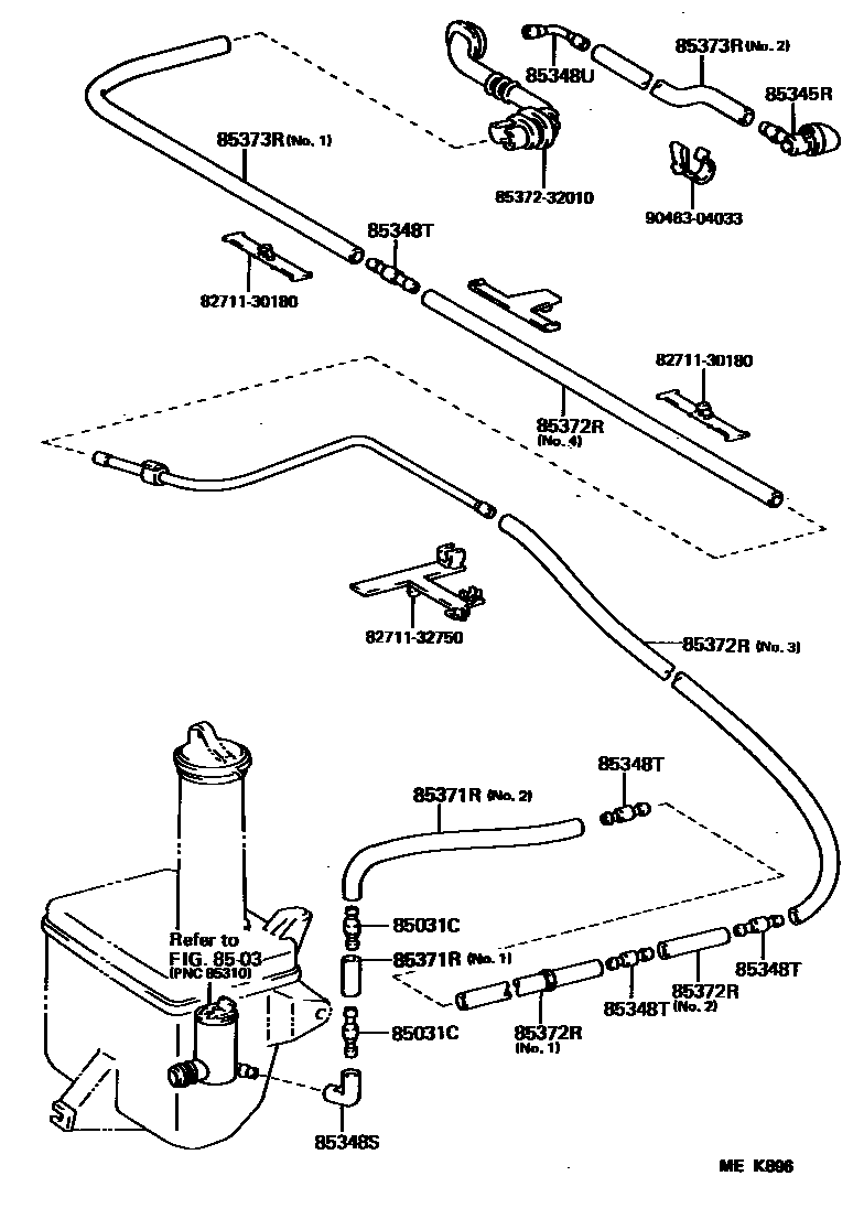 Toyota CAMRY 后清洗器 EPC diagram — MEK896