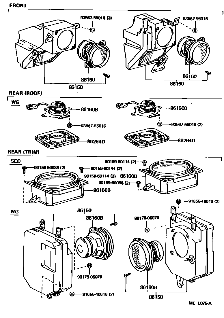 Toyota CAMRY 扬声器 EPC diagram — MEL075A