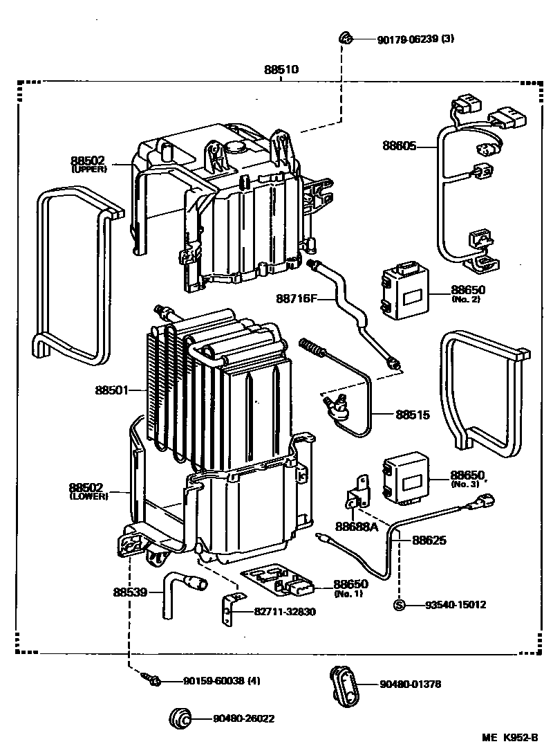 Toyota CAMRY 暖风和空调系统 - 冷却器组件 EPC diagram — MEK952B