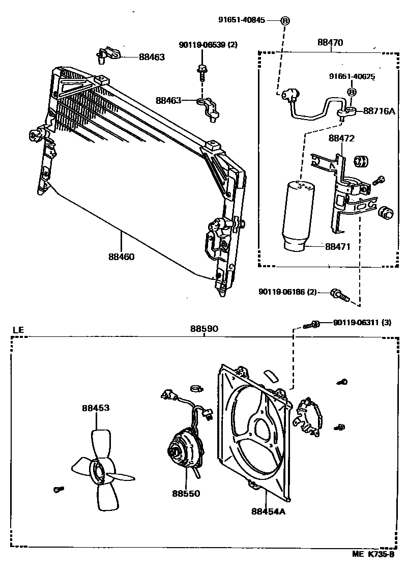 Toyota CAMRY Heating & Air Conditioning - Cooler Piping EPC diagram — MEK735B