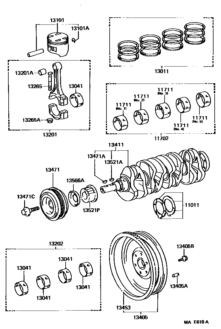 Toyota CAMRY Crankshaft & Piston EPC diagram — MAE618A