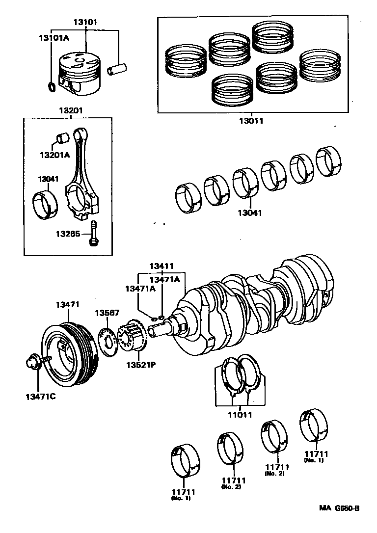 Toyota CAMRY Crankshaft & Piston EPC diagram — MAG650B
