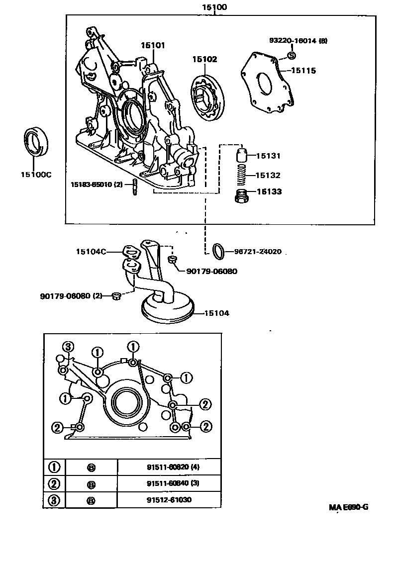 Toyota CAMRY Engine Oil Pump EPC diagram — MAE690G