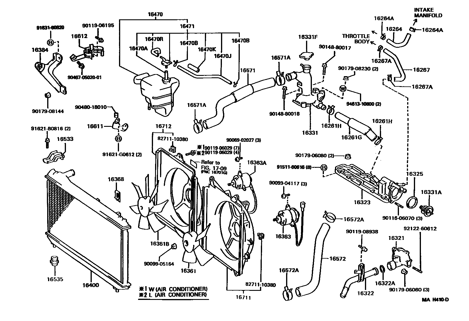 Toyota CAMRY RADIATOR & WATER OUTLET EPC diagram — MAH410D