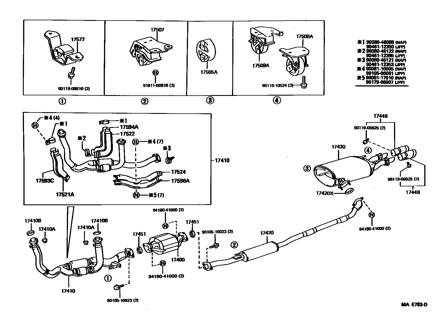 Toyota CAMRY Exhaust Pipe EPC diagram — MAE793D