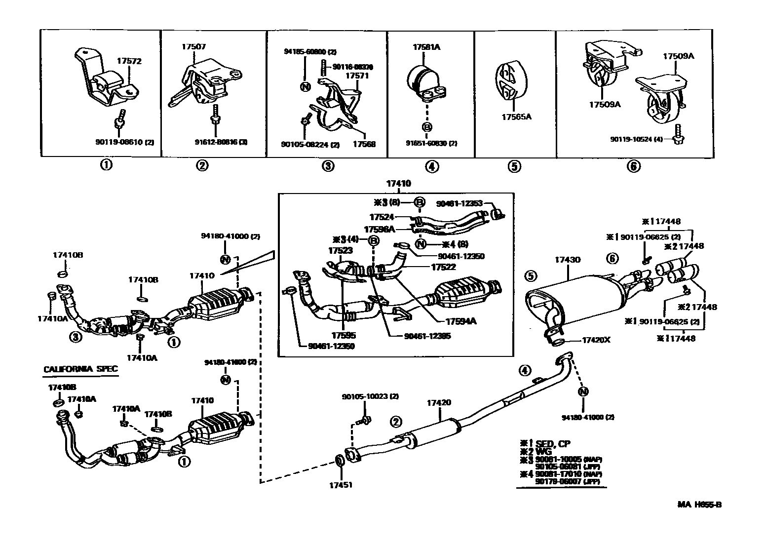Toyota CAMRY Exhaust Pipe EPC diagram — MAH655B