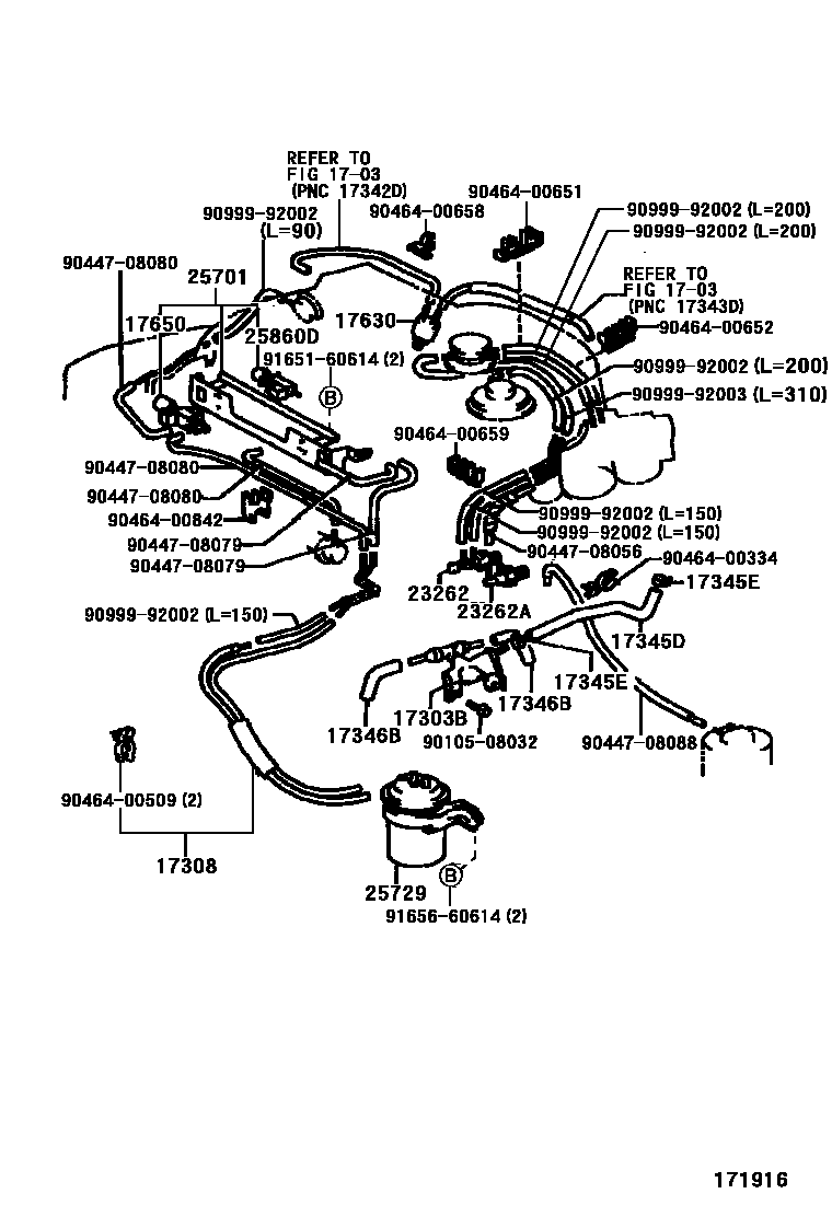 Toyota CAMRY vacuum tube EPC diagram — 171916