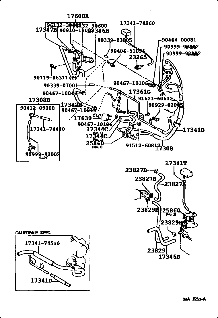 Toyota CAMRY vacuum tube EPC diagram — 177037
