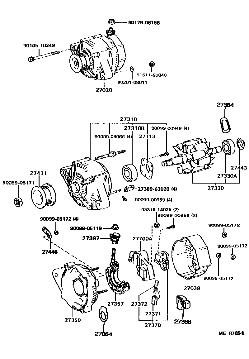 Toyota CAMRY Alternator EPC diagram — MER765B