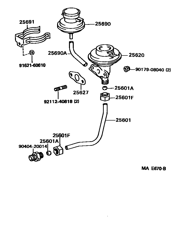 Toyota CAMRY 废气再循环系统 EPC diagram — MAE670B