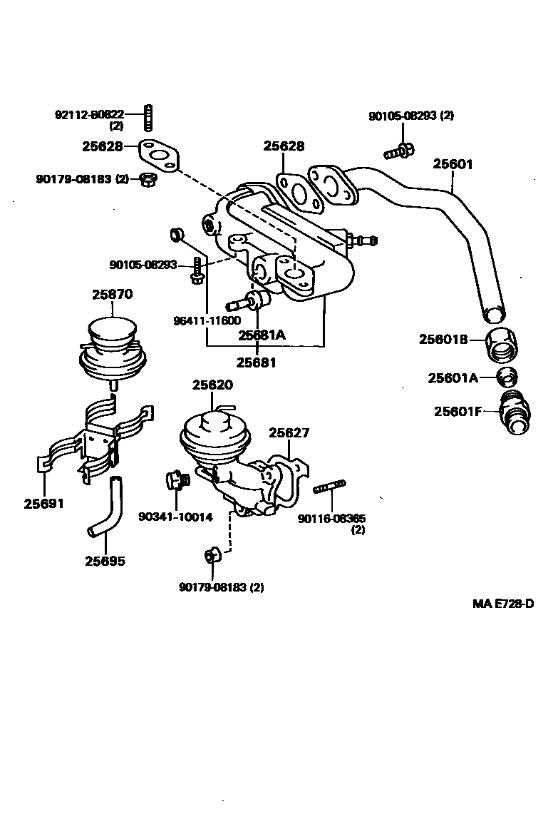 Toyota CAMRY 废气再循环系统 EPC diagram — MAE728D