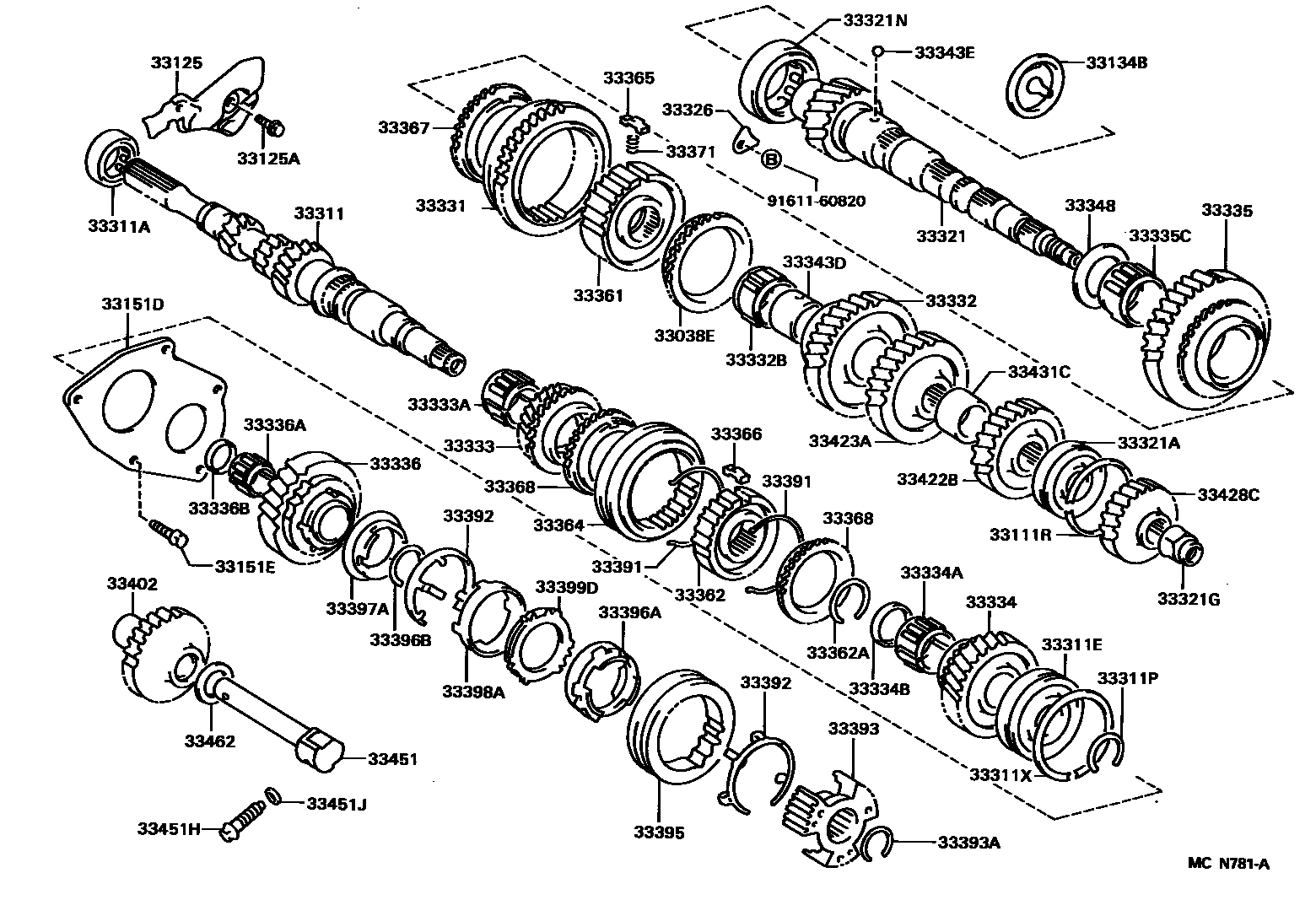Toyota CAMRY 变速器齿轮(MTM) EPC diagram — MCN781A