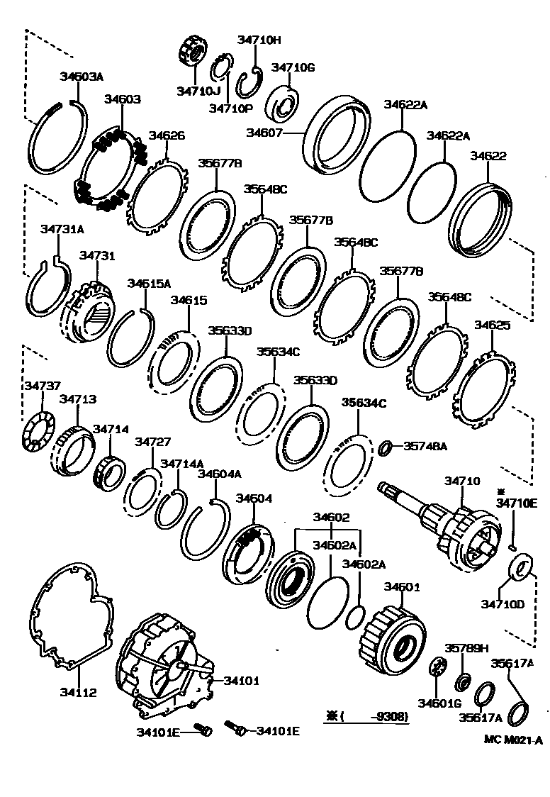Toyota CAMRY 超速档齿轮(ATM) EPC diagram — MCM021A