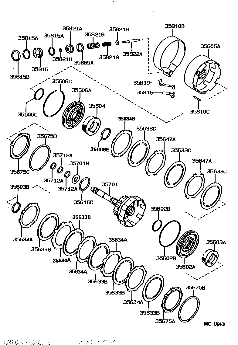 Toyota CAMRY 制动带和多片式离合器(ATM) EPC diagram — MCU543