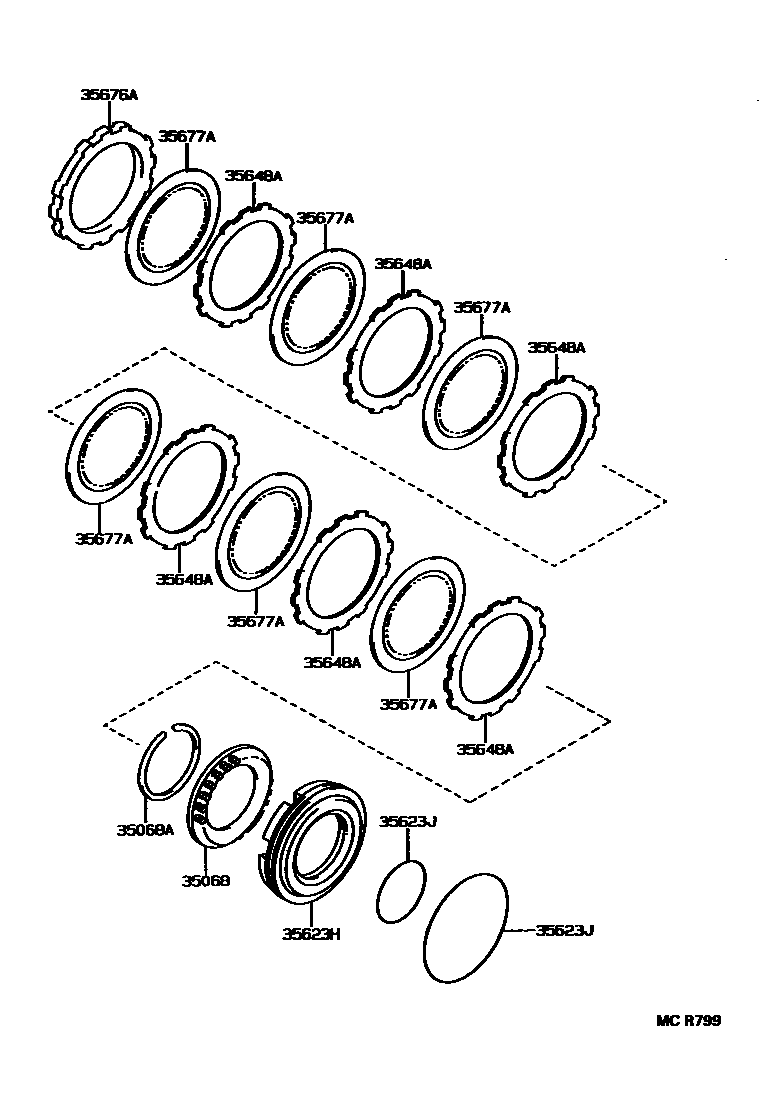Toyota CAMRY 3号制动器、一档和倒档制动器(ATM) EPC diagram — MCR799