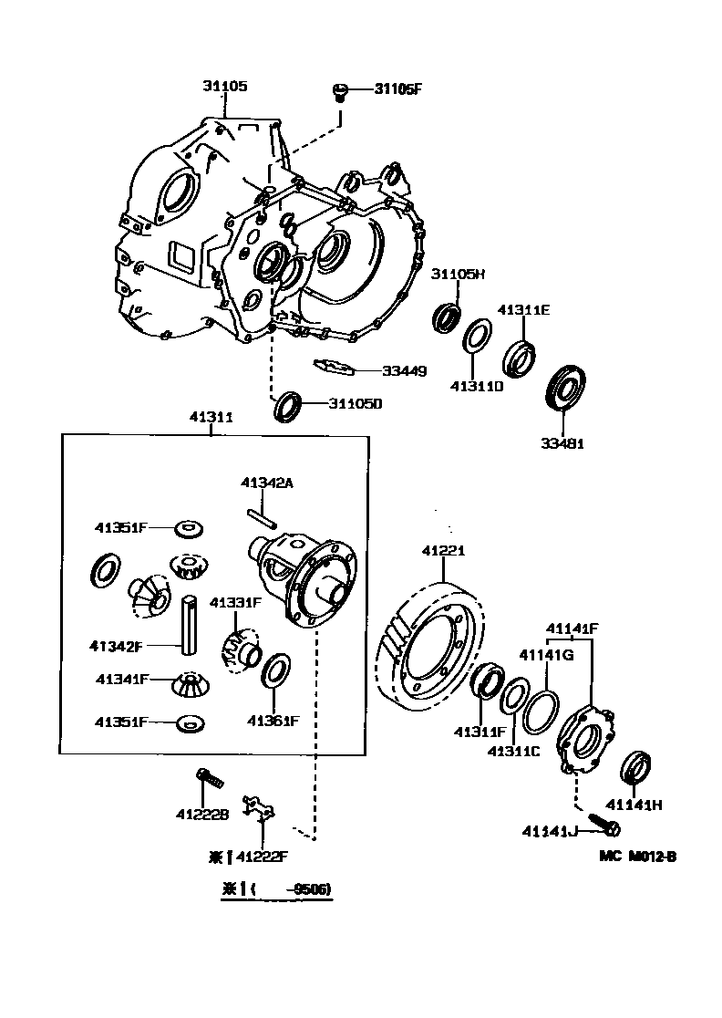 Toyota CAMRY 前桥壳和差速器 EPC diagram — MCM012B