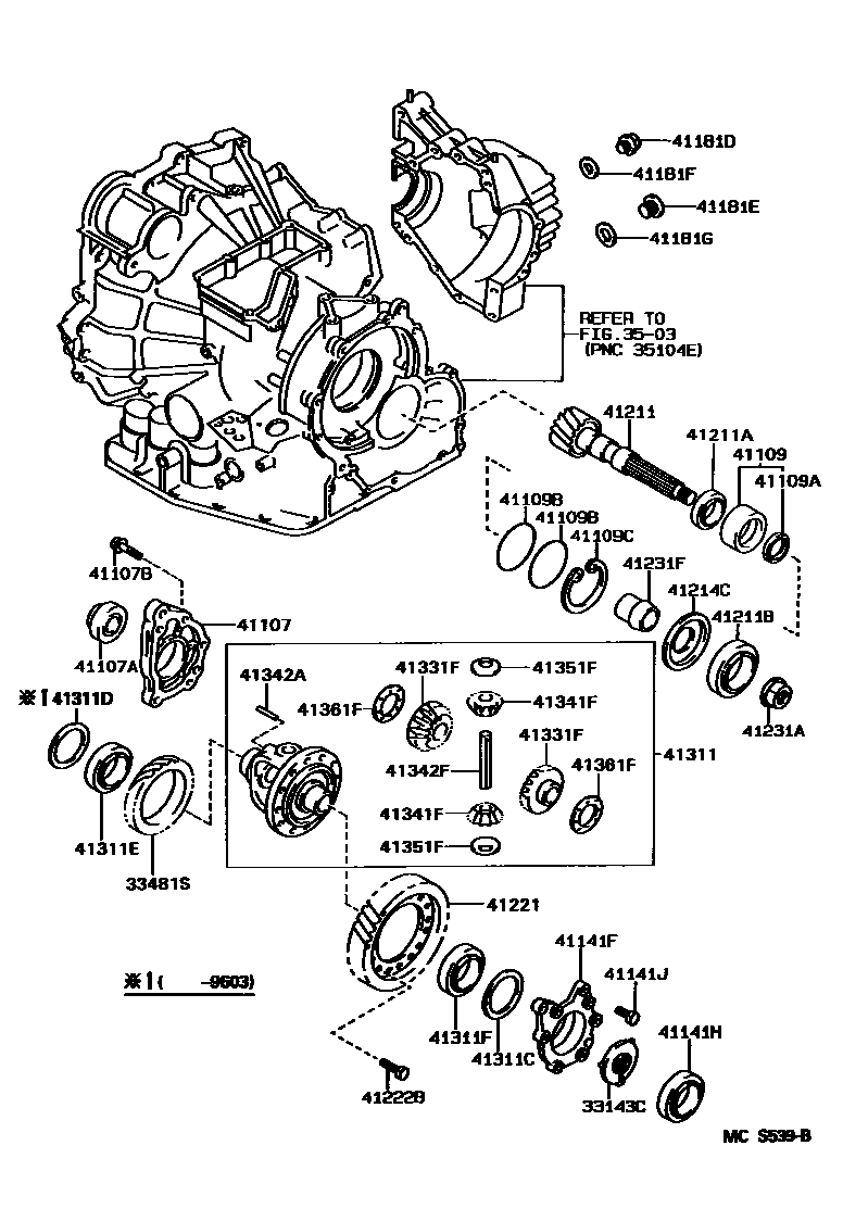 Toyota CAMRY 前桥壳和差速器 EPC diagram — MCS539B