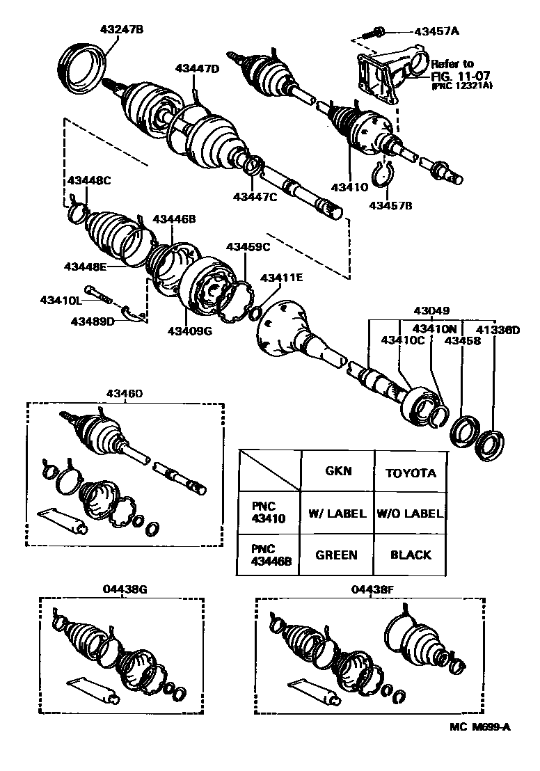 Toyota CAMRY Front Drive Shaft EPC diagram — MCM699A