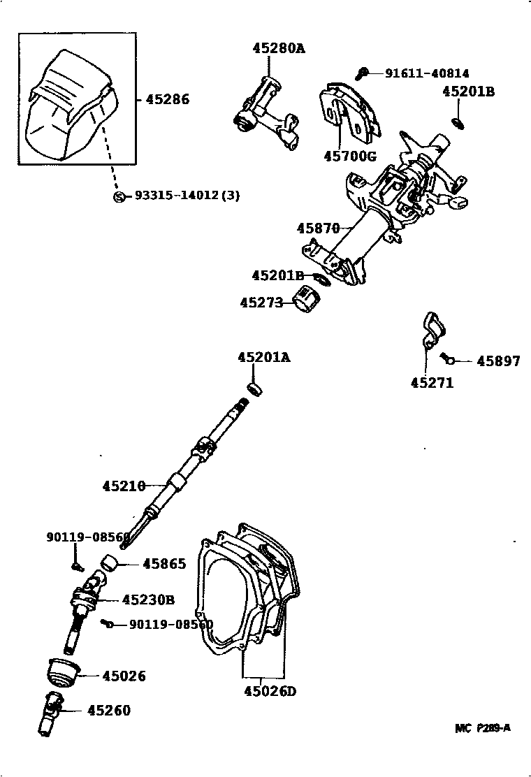 Toyota CAMRY Steering Column & Shaft EPC diagram — 455779
