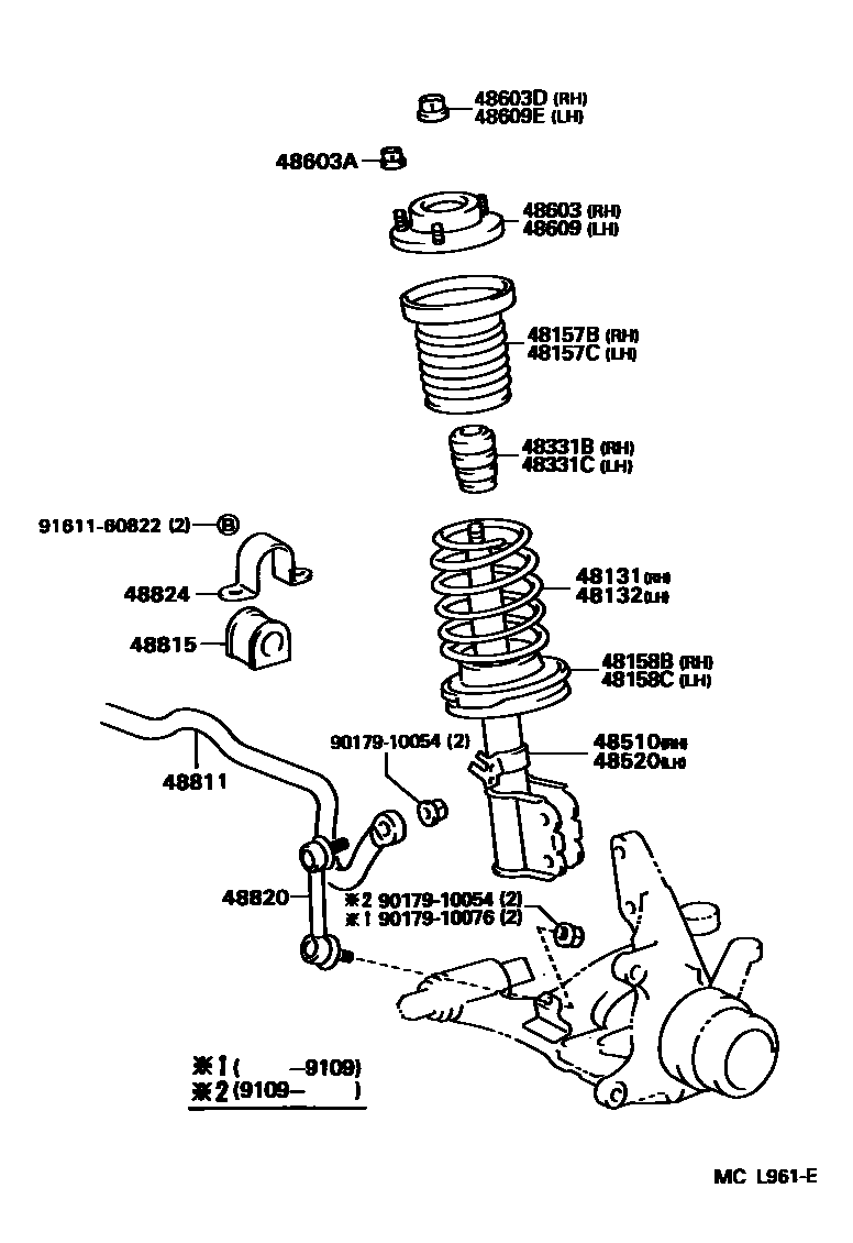 Toyota CAMRY Front Spring & Shock Absorber EPC diagram — MCL961E