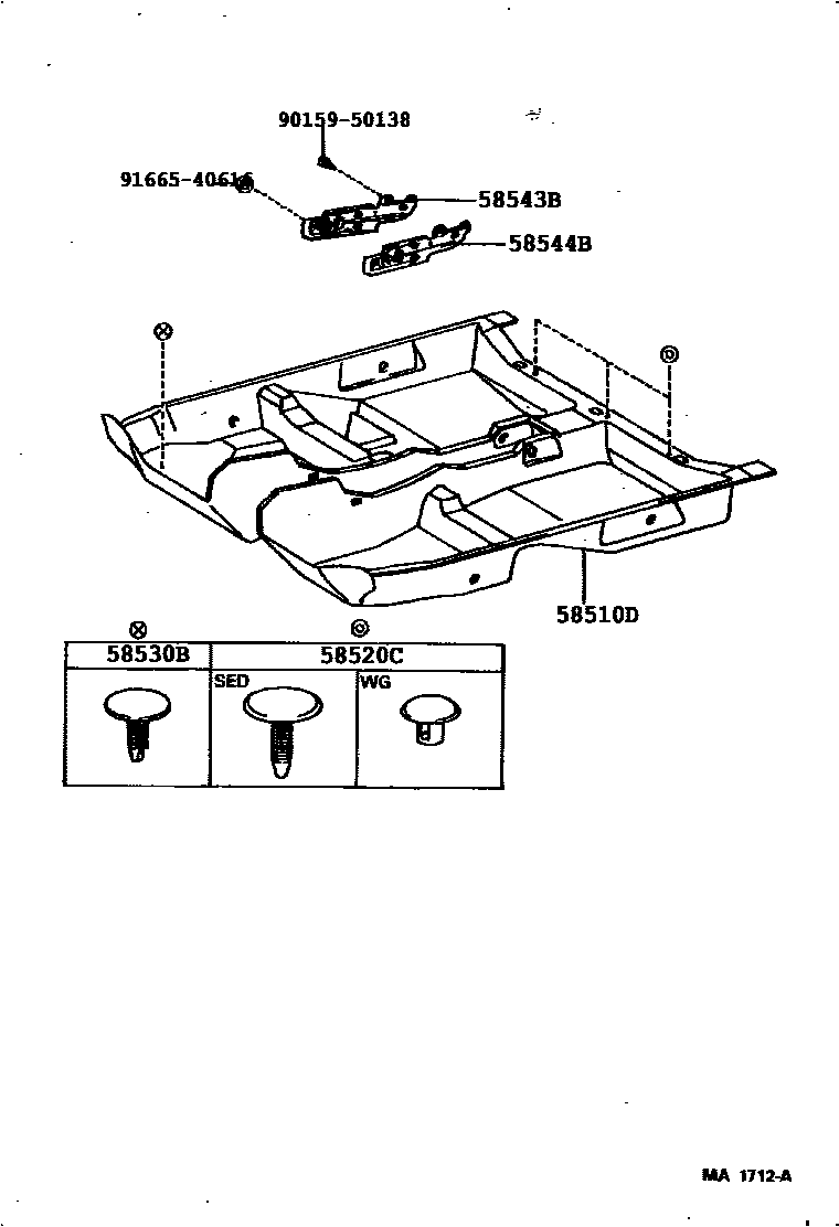 Toyota CAMRY 地板垫和地毯 EPC diagram — 584045