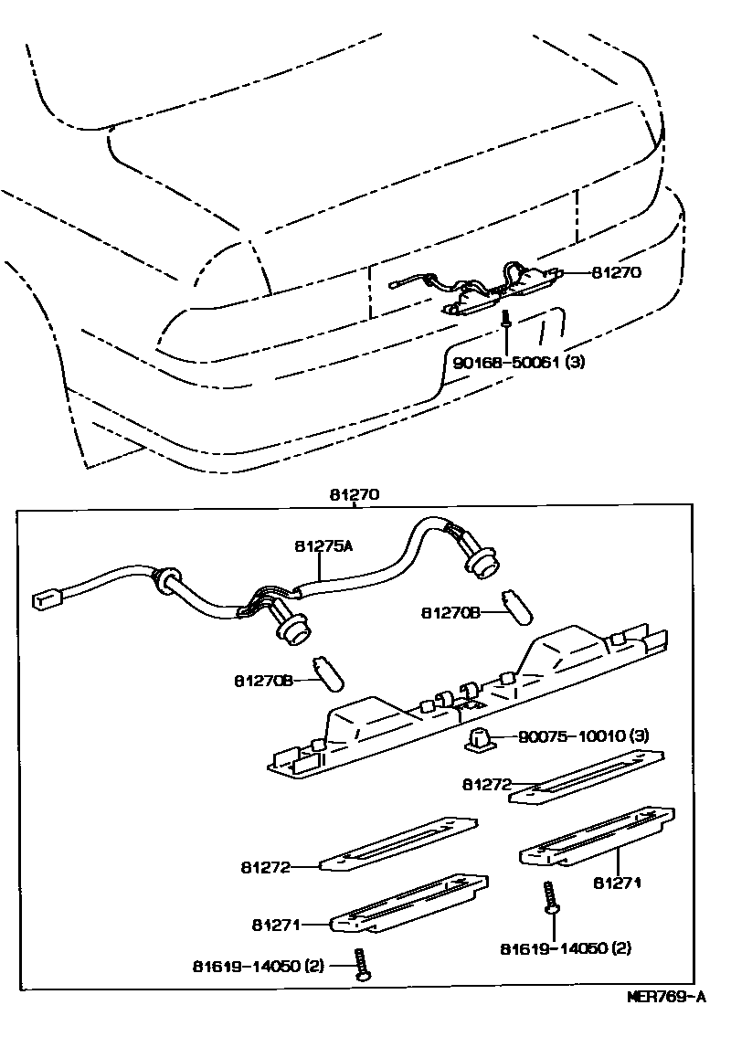 Toyota CAMRY 后牌照灯 EPC diagram — MER769A