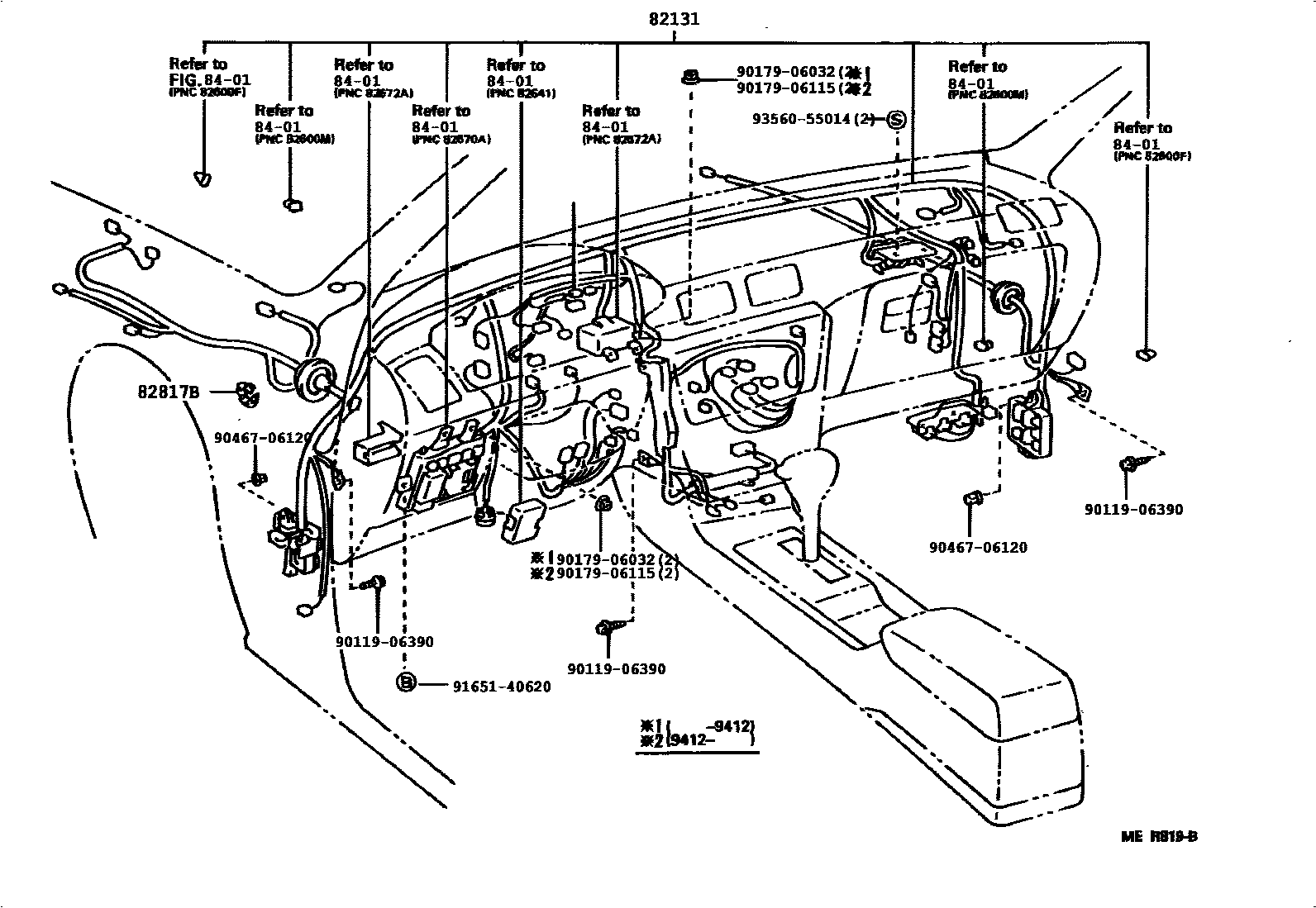 Toyota CAMRY 线束和卡夹 EPC diagram — 827434
