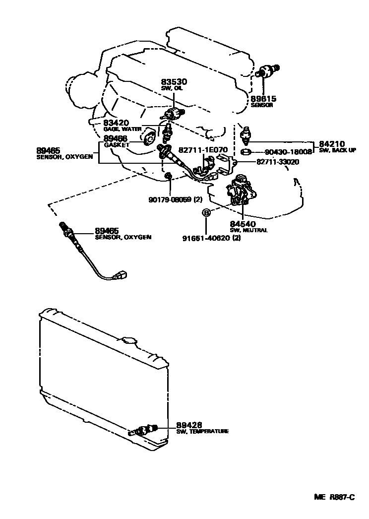 Toyota CAMRY 开关和继电器和ECU EPC diagram — MER887C