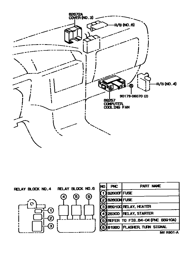 Toyota CAMRY 开关和继电器和ECU EPC diagram — MER901A