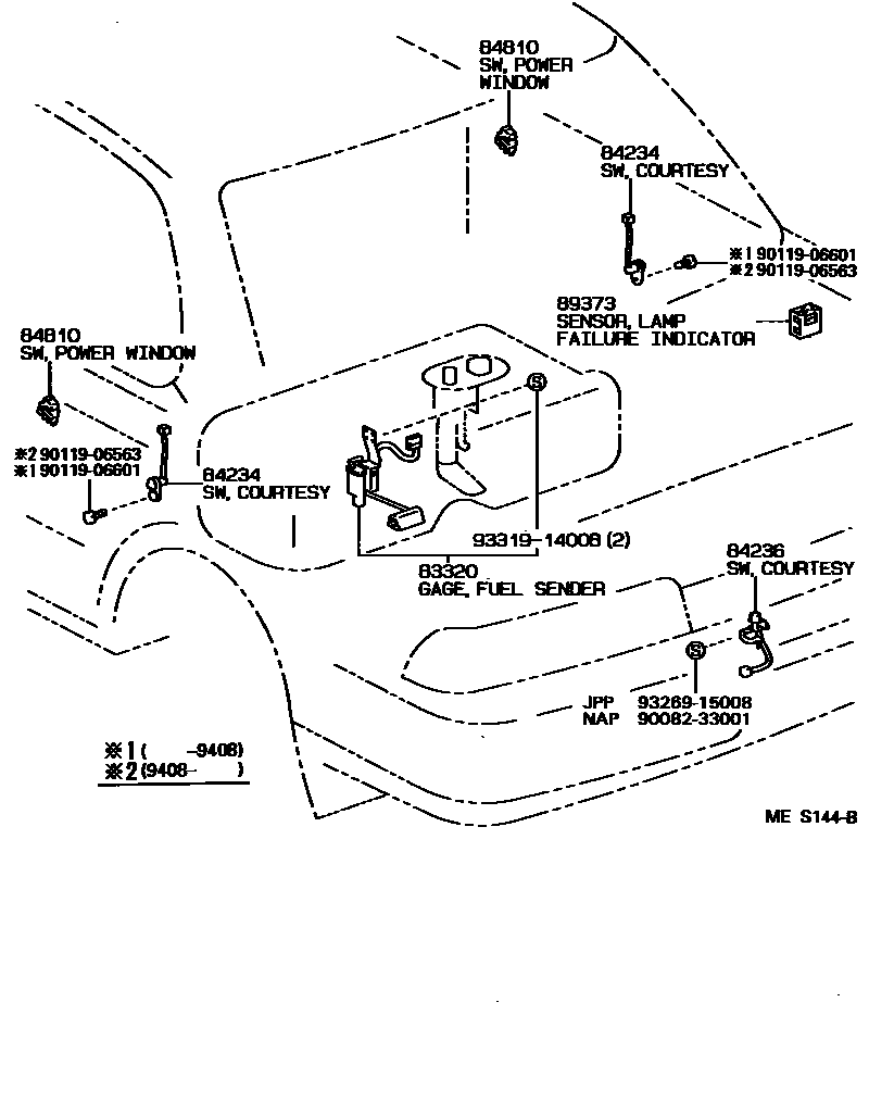 Toyota CAMRY 开关和继电器和ECU EPC diagram — MES144B