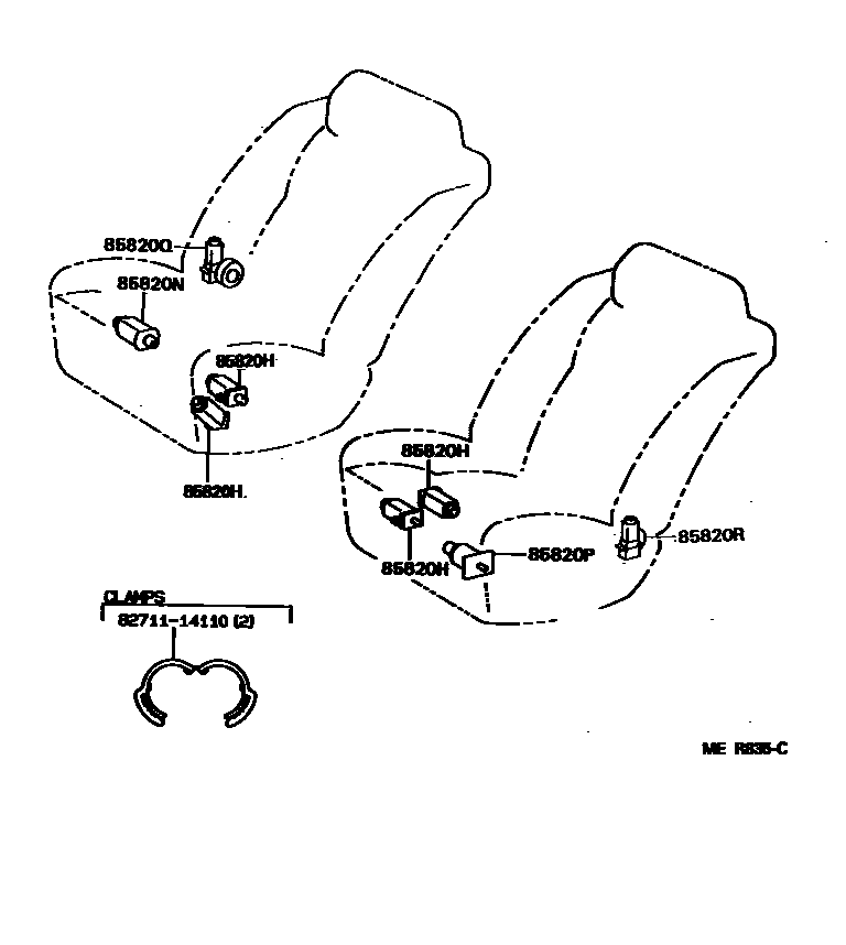Toyota CAMRY 座椅电机和座椅加热器 EPC diagram — MER835C