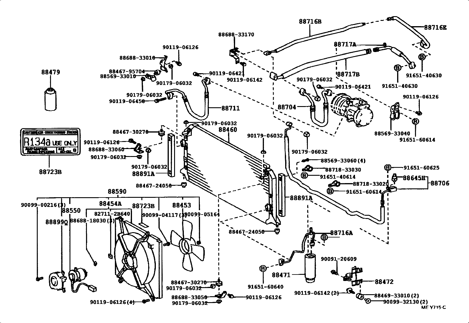 Toyota CAMRY Heating & Air Conditioning - Cooler Piping EPC diagram — 87B806
