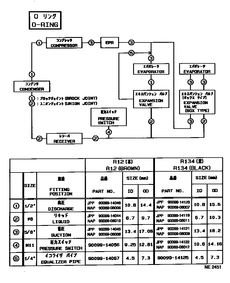 Toyota CAMRY Heating & Air Conditioning - Cooler Piping EPC diagram — NE2451