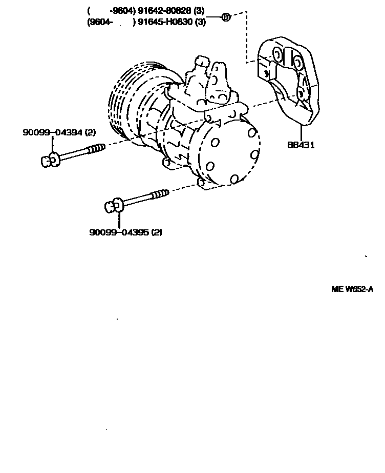 Toyota CAMRY Heating & Air Conditioning - Compressor EPC diagram — MEW652A