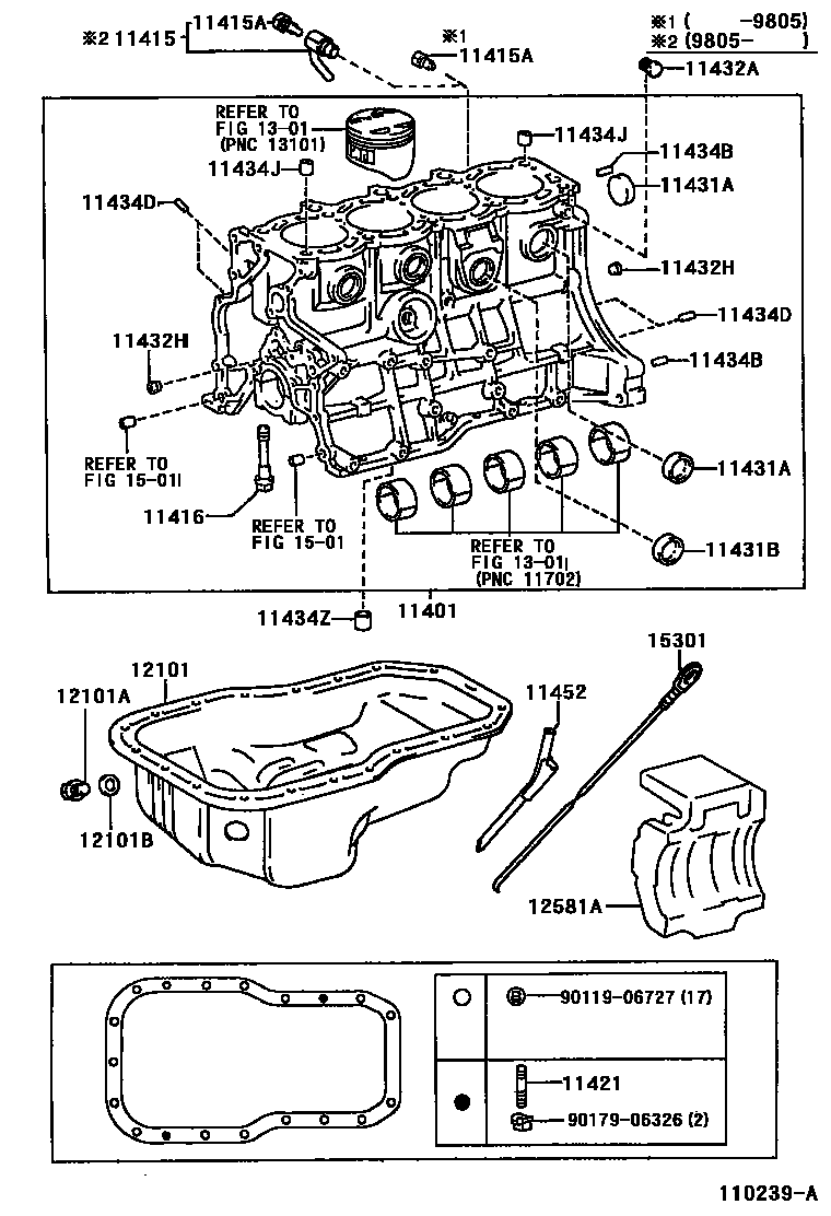 Toyota CAMRY Cylinder Block EPC diagram — 110239A