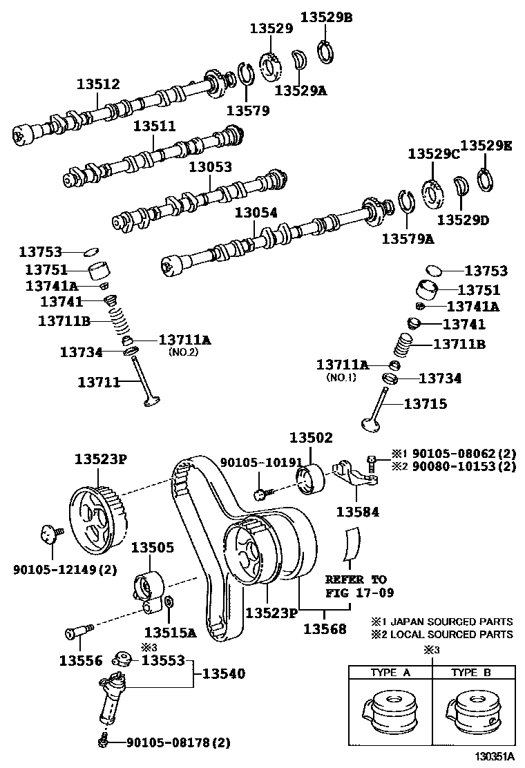 Toyota CAMRY Camshaft & Valve EPC diagram — 130351A