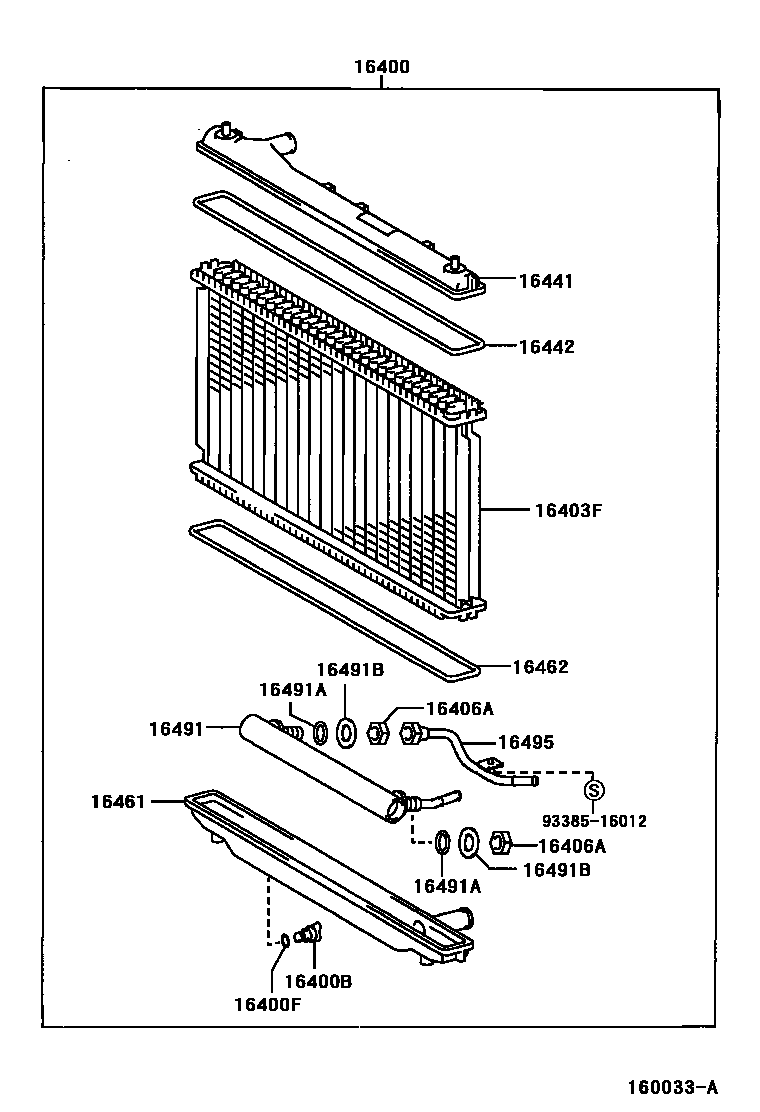 Toyota CAMRY RADIATOR & WATER OUTLET EPC diagram — 160033A
