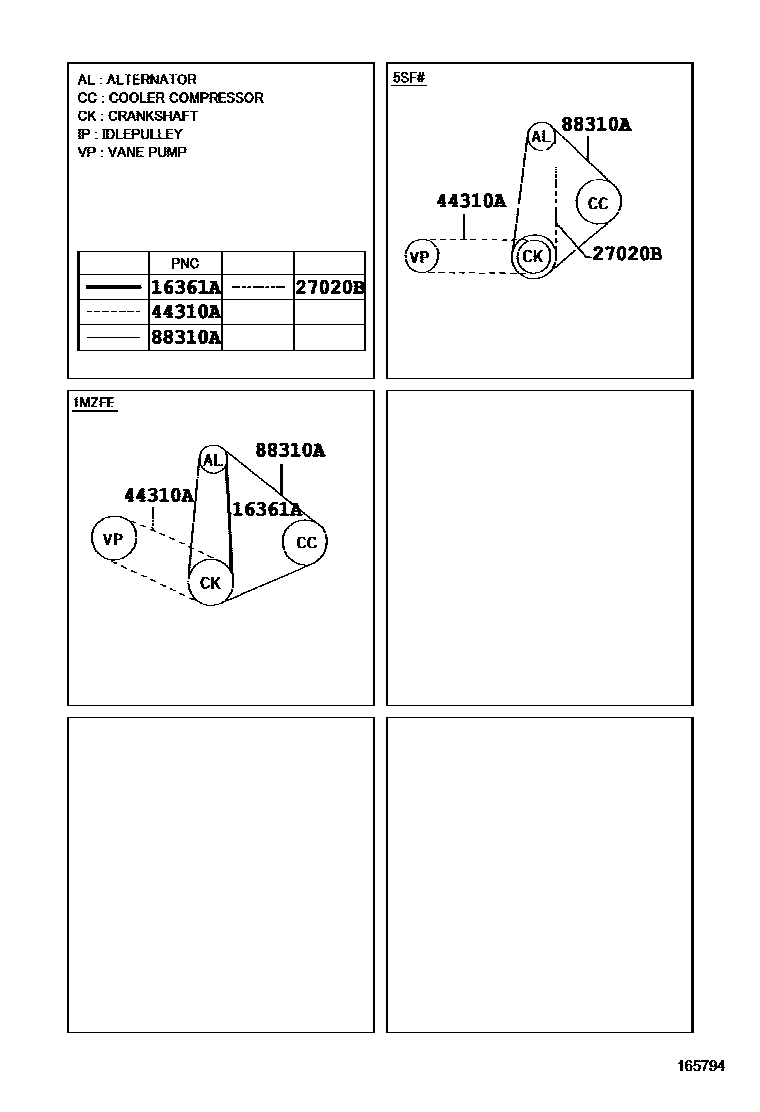 Toyota CAMRY V-Belt EPC diagram — 165794