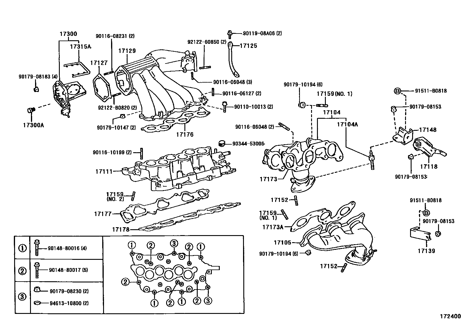 Toyota CAMRY Manifold EPC diagram — 172400