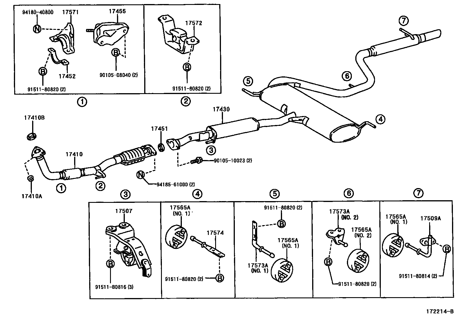 Toyota CAMRY Exhaust Pipe EPC diagram — 172214B