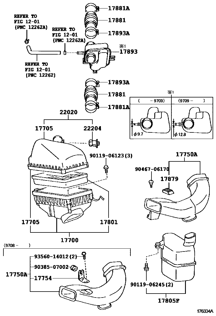 Toyota CAMRY Air Cleaner EPC diagram — 176334A