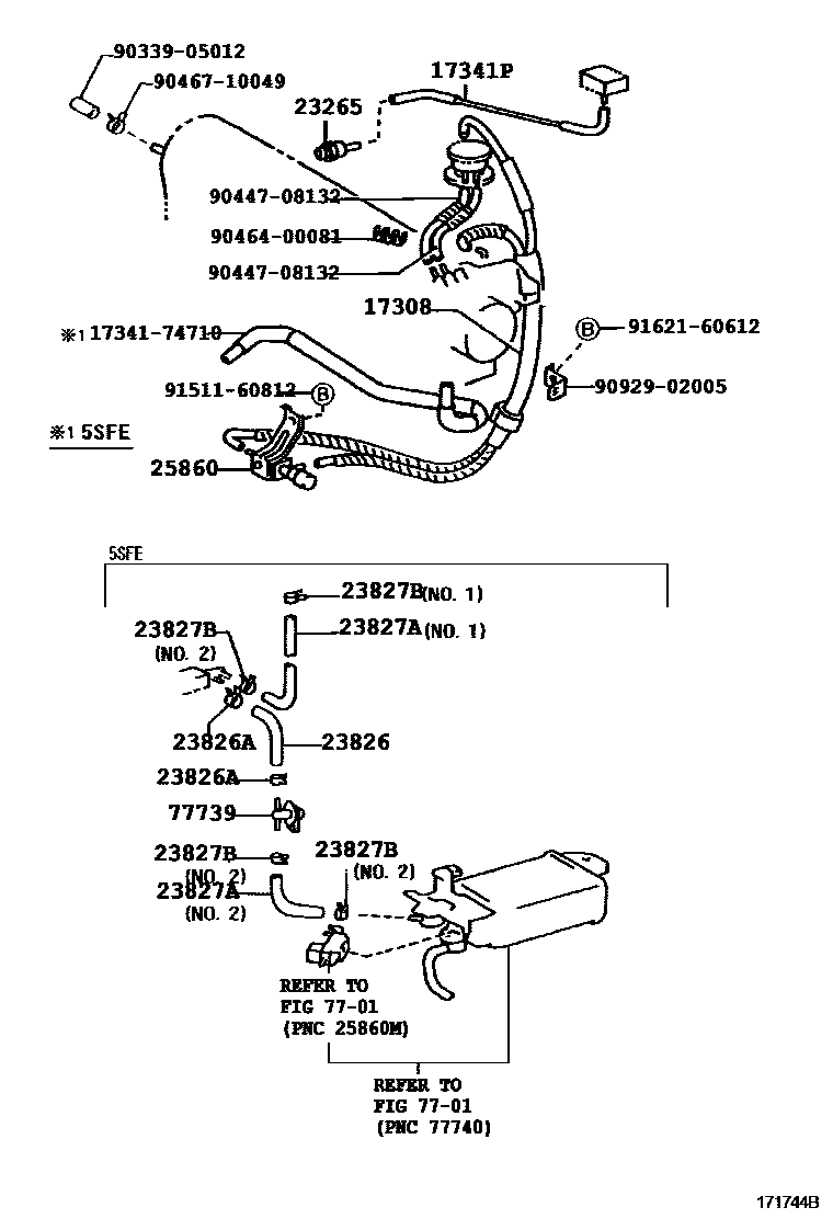 Toyota CAMRY vacuum tube EPC diagram — 171744B