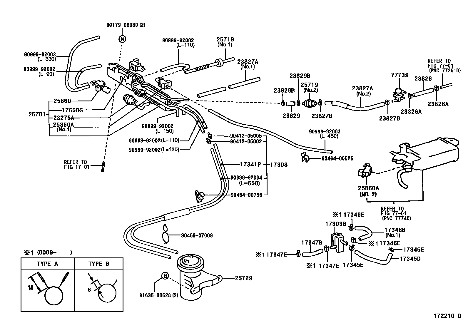 Toyota CAMRY vacuum tube EPC diagram — 172210D
